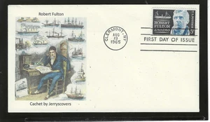 ROBERT FULTON STEAMBOAT FDC 1965 CLERMONT, NY JERRY'S COVERS ONLY 1 MADE - Picture 1 of 1