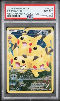 2016 POKEMON XY GENERATIONS RADIANT COLLECTION #RC29 FULL ART/PIKACHU PSA 8 - Image 1 of 2