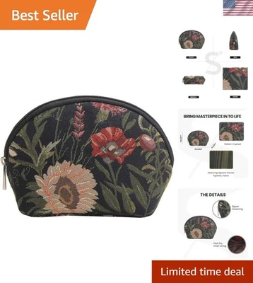 Elegante Bolsa de Cosméticos Tapiz - Mañana Jardín Negro | Organizador de Maquillaje Compacto Foto 1 de 4