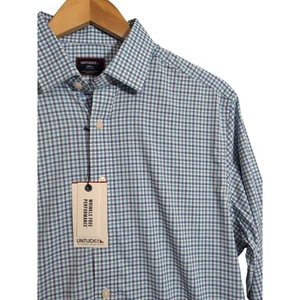 UNTUCKit Button Up Hemd Herren S blau kariert Performance faltenfrei Stretch - Bild 1 von 10