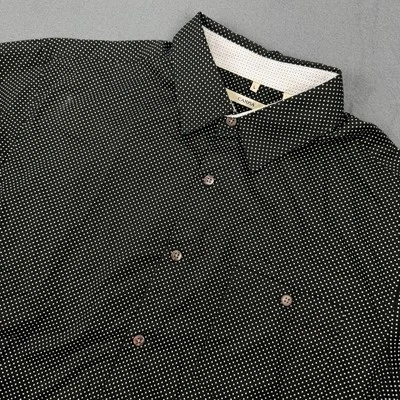 CAMPIA MODA Mens Short Sleeve Shirt Black/White Dot Flip Cuff - L - Image 1 of 4