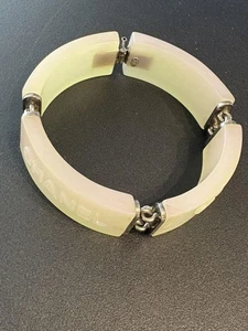 CHANEL Bracelet Coco Mark Bangle Logo Whitee Plastic Vintage - Picture 1 of 12