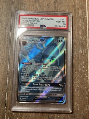 2018 POKEMON SUN & MOON ULTRA PRISM #141 FULL ART/GLACEON GX PSA 10 - Image 1 of 2