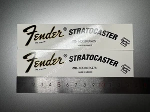 2Pc For Fender Stratocaster Bass Guitar Headstock Waterslide Decals Metallic Ink - Picture 1 of 8