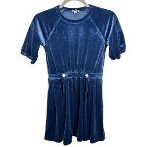 Abito Crewcuts Bambina Blu Velluto Taglia 10 Manica Corta Festa Casual Bambini - Foto 1 di 10