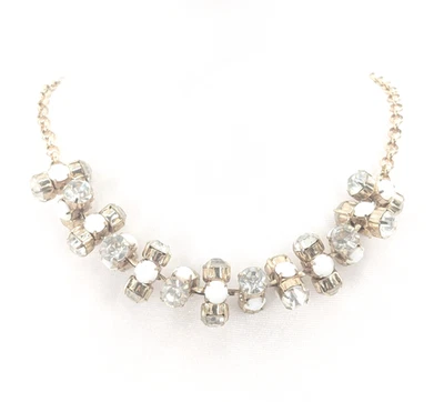 Белый коренастый золотистый со стразами большой нагрудник подписанное заявление ожерелье - Изображение 1 из 4