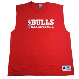 VINTAGE Chicago Bulls Shirt Mens XXL Red Champion Practice Tank Sleeveless 90s - Picture 1 of 10