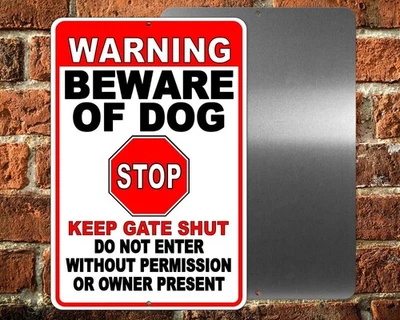 Advertencia Cuidado con Perro Parada No Entrar Mantener Puerta Cerrada Letrero METAL 3 TALLAS SBD040 Foto 1 de 4
