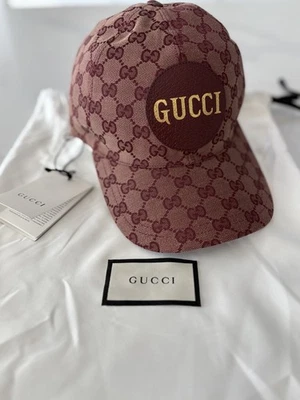 NEW GUCCI 576253 4HG53 Burgundy Canvas GG Monogram Baseball Hat Cap M58cm - Image 1 of 4