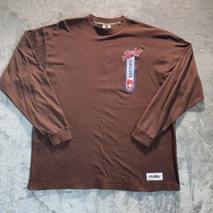 Camiseta FUBU vintage años 90’s para hombre manga larga marrón talla XL deletreada logotipo hip-hop   - Imagen 1 de 12