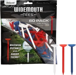 Go Sports Golf 3 1 4" Widemouth 60 Pack Red White Blue Golf Tees New - Picture 1 of 1