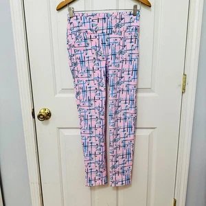 LILLY PULITZER LUXLETIC UPF 50+ 18-HOLES GOLF PRINT PINK SKINNY PANTS SIZE 00 - Picture 1 of 5