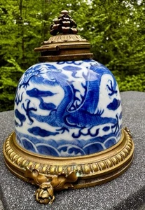 Antique Chinese Porcelain Inkwell With Later Added French Bronze - 18th/19th C. - Picture 1 of 24