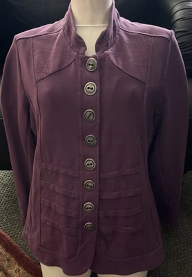 Jaqueta elástica feminina Neon Buddha ameixa/roxa boho L/S botão frontal algodão tamanho G - Imagem 1 de 4