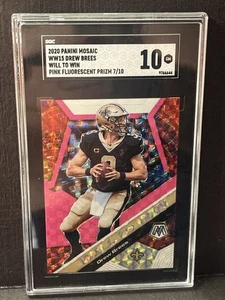 2020 Panini Mosaic Drew Brees Will To Win Pink Mosaic Prizm /10 SGC 10 Gem Mint - Picture 1 of 4