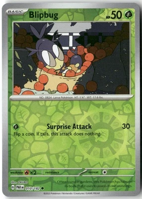 Blipbug, Pokémon SV04: Paradox Rift Common, 010/182 NM Reverse Holo - Image 1 of 2