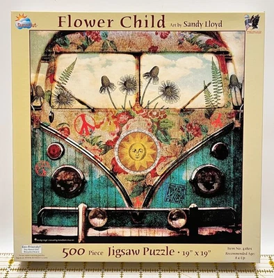 Flower Child 41801 Sandy Lloyd SunsOut 500 Pc Puzzle Sq Box 19x19 Made in USA - Image 1 of 4