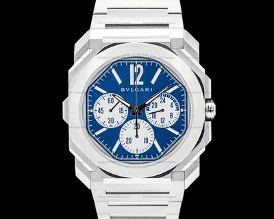 Bulgari 103467 Octo Finissimo Chronograph GMT SS Blue Dial - Image 1 of 4