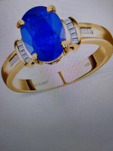 10K Yellow Gold Premium Tanzanian Blue Spinel and Diamond Ring - Picture 1 of 12