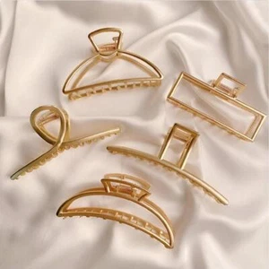 Hollow Geometric Clips Metal Claw Cross Hairclip Headband Hairpin Accessories - Picture 1 of 49