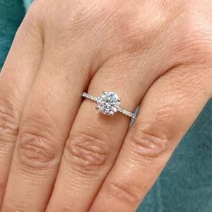 2.00Ct Round Cut Lab-Created Solitaire Engagement Ring In 14K White Gold Finish - Picture 1 of 11