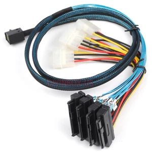 SFF-8643 Internal Mini SAS HD to 4x 29pin SFF-8482 Connectors Power 6GB/S Cable - Picture 1 of 6