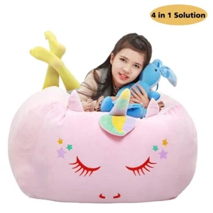 colourful unicorn bean bag chair cover for kids perfect storage plushie soft - Picture 1 of 5