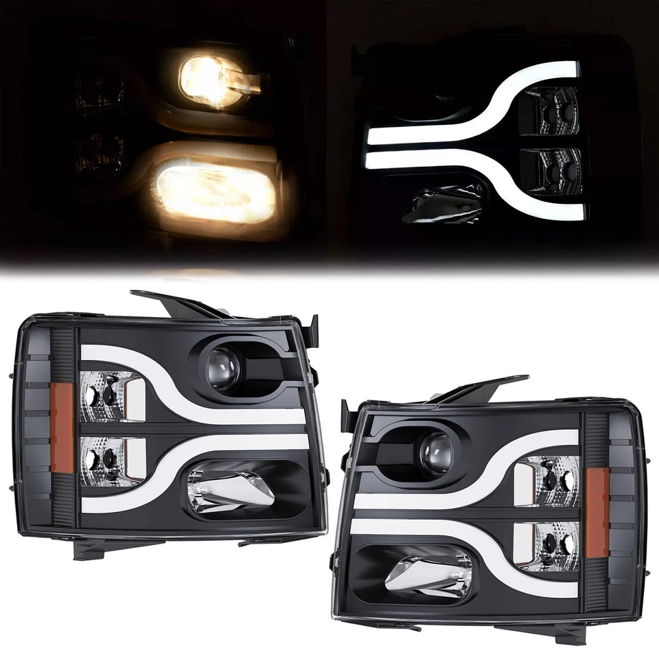 Projector Headlights LED DRL For Chevy Silverado 1500 2500HD 3500 HD 2007-2013 - Image 1 of 4