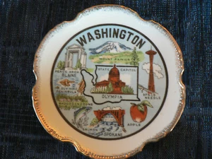 Washington State 8,5 Zoll - Farbe - Vintage Sammlerstück Wandteller mit Ständer - Bild 1 von 4