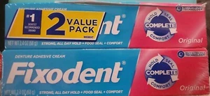 Fixodent Original Complete All Day Denture Adhesive Cream 2-PK 2.4 Oz EACH - Bild 1 von 2
