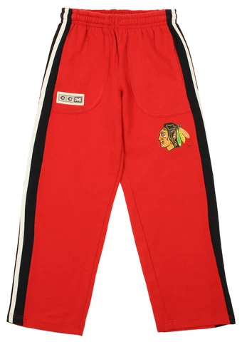 CCM NHL Hockey Boys Youth Chicago Blackhawks Vintage Fleece Pants, Red Cover