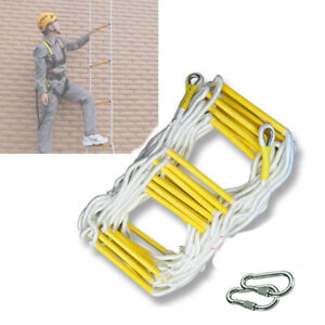 33FT  Rescue Ladder Rock Climbing Anti-Skid Rope Ladder Home Fire Escape Ladder