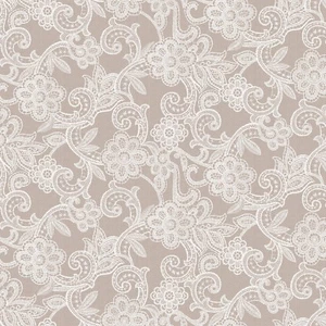 PVC TABLE CLOTH FLEUR LACE TAUPE EFFECT FLOWERS WHITE MINK BEIGE BROWN WIPE ABLE - Picture 1 of 1