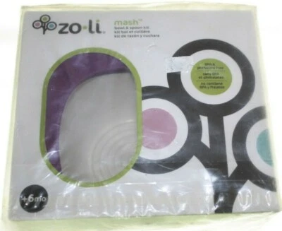Kit de cuenco y cuchara de comida para bebé Zoli Inc púrpura 1 cada uno nuevo en caja Foto 1 de 3