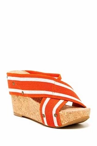 New Lucky Brand Miller Platform tangerine Wedge Sandals women's sz 6.5 - Picture 1 of 3