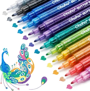 Glitter Markers Pen: Easter Basket Essentials Stuffers 12 Glitter Colors Metalli - Picture 1 of 12