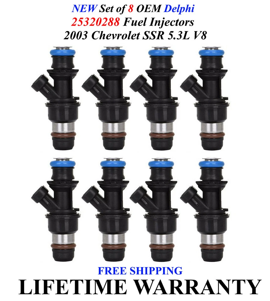 Nuevo juego de 8 inyectores de combustible Delphi 420 cc OEM de 4 orificios para Chevrolet SSR 2003 5,3 L Foto 1 de 1