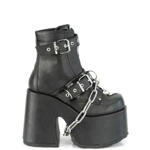 Demonia Camel-205 Black Vegan Leather Chain Platform Shoes • Ships in 2-4 Wee... - Picture 1 of 4