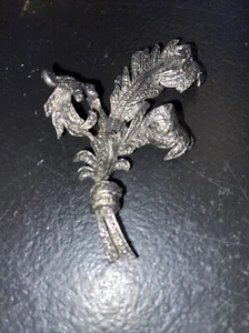 Vintage Raffine Sterling MarksLarge Pin Brooch Art Deco Marcasite Signed Lovely - Picture 1 of 6