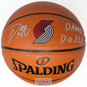 Damian Lillard Signed "Dame Dolla" I/O Blazers Logo Spalding NBA Basketball JSA