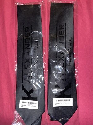 Paquete de 2 corbatas de satén negras lisas K. Alexander para hombre - nuevas con etiquetas** Foto 1 de 4