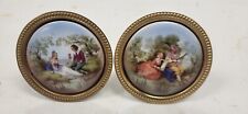 Antique Brass & Porcelain Curtain Tie Backs French Couples Lot of 2 Large