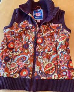BURTON ALL OVER FLORAL ZIP UP PUFFER VEST GIRLS SZ L  - Picture 1 of 8