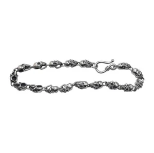 Hombre Mujer Gótico Cráneo Esqueleto Motociclista Plata Esterlina 925 Pulsera A2594 - Imagen 1 de 8