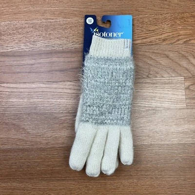 Guantes Isotoner para mujer tejido con hilo de plumas para clima frío, talla única, marfil NUEVO Foto 1 de 4