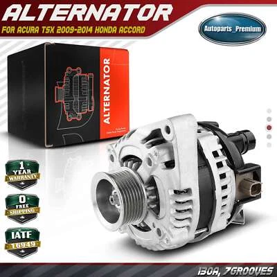 Alternator for Acura	TSX 2009-2014 Honda Accord 2008-2012 2.4L130A CW 7-Groove - Image 1 of 4