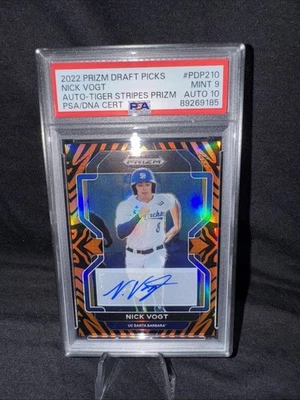 2022 Prizm Draft Picks Nick Vogt Tiger Stripes Auto /25 - PSA 9 - Image 1 of 3