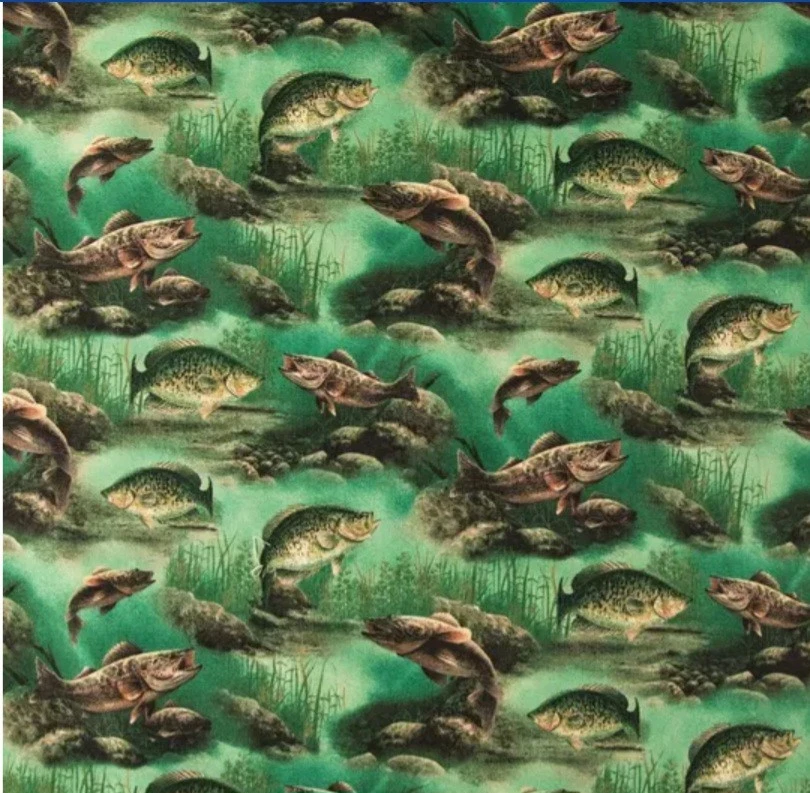 Tela de calicó de algodón Hautman Scenic Fish 1 yarda Foto 1 de 1