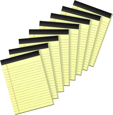 Note Pads 4x6 In Legal Pads Thick Writing Pads 8 Pack Perforated Yellow Paper - Image 1 of 4