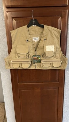 Chaleco de pesca con mosca Crystal River Shorty adulto XL caqui tostado algodón bolsillos al aire libre Foto 1 de 4